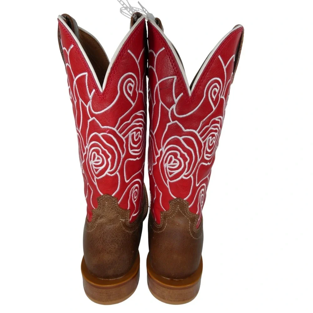 Twisted X WXTL003 W Wide Square Toe Western Boots Ginger‎ And Rose Red Size 8 B